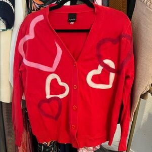 Arcade Vibrant Red Heart Women's Cardigan